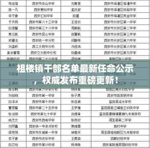 祖楼镇干部名单最新任命公示,权威发布重磅更新!