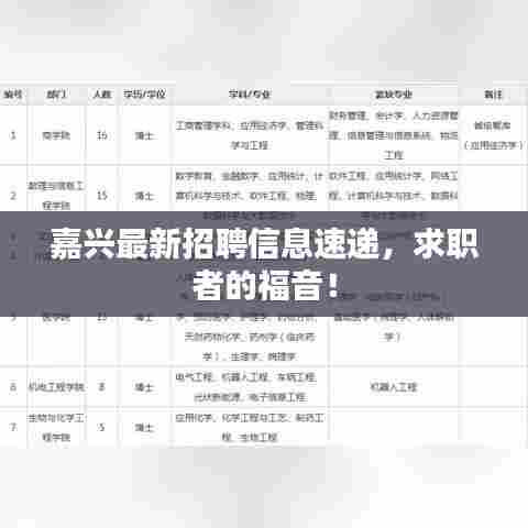 嘉兴最新招聘信息速递，求职者的福音！
