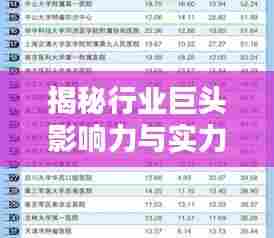 揭秘行业巨头影响力与实力,十九家公司权威排名榜单揭晓