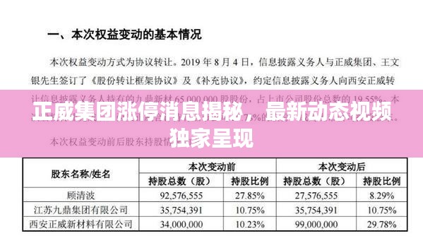 正威集团涨停消息揭秘,最新动态视频独家呈现