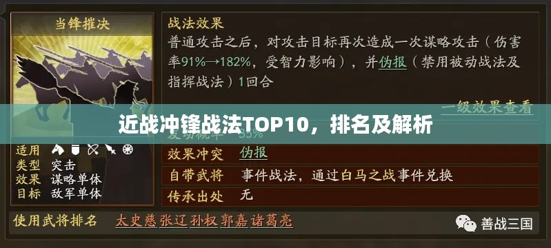 近战冲锋战法TOP10，排名及解析