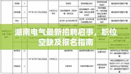 湖南电气最新招聘启事，职位空缺及报名指南