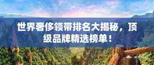 世界奢侈领带排名大揭秘,顶级品牌精选榜单!