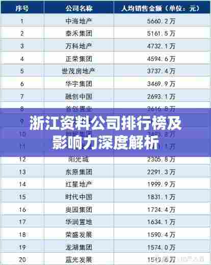 浙江资料公司排行榜及影响力深度解析