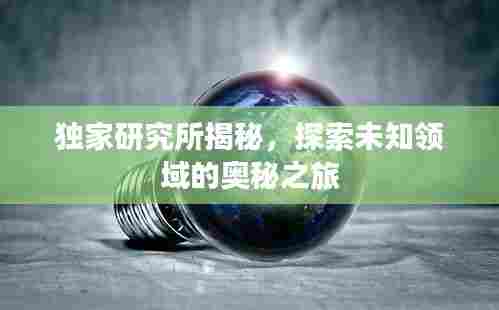 独家研究所揭秘,探索未知领域的奥秘之旅