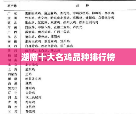 湖南十大名鸡品种排行榜