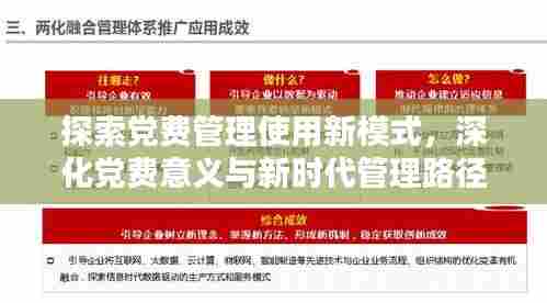探索党费管理使用新模式,深化党费意义与新时代管理路径