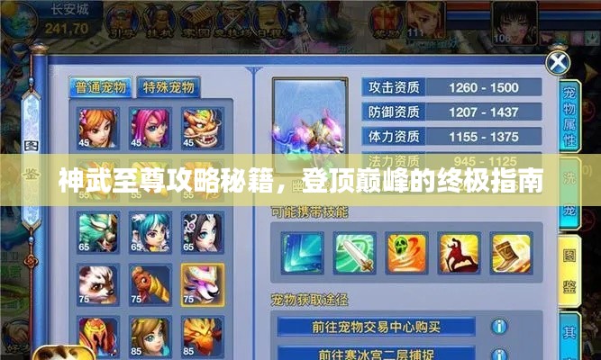 神武至尊攻略秘籍,登顶巅峰的终极指南